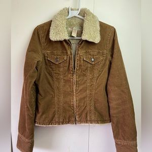 Tan corduroy casual Sherpa collar coat